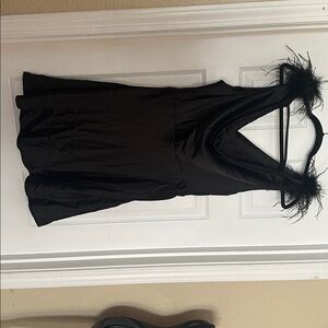 Forever 21 Black Dress with Feather Accents